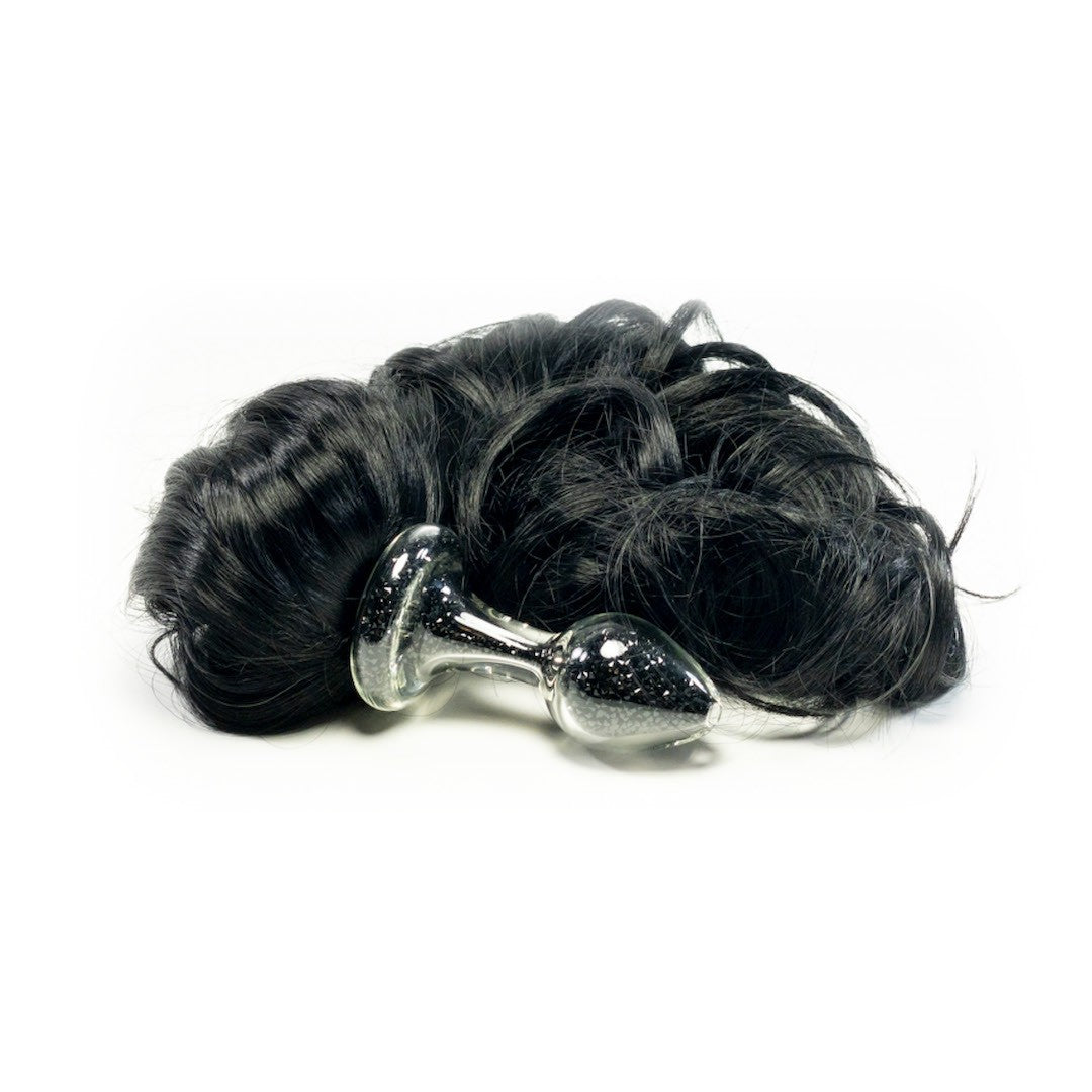 Black Sparkle Ponytail Plug