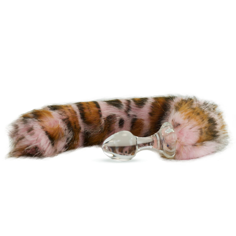 Pink Snow Leopard Crystal Minx Faux Fur Tail Plug