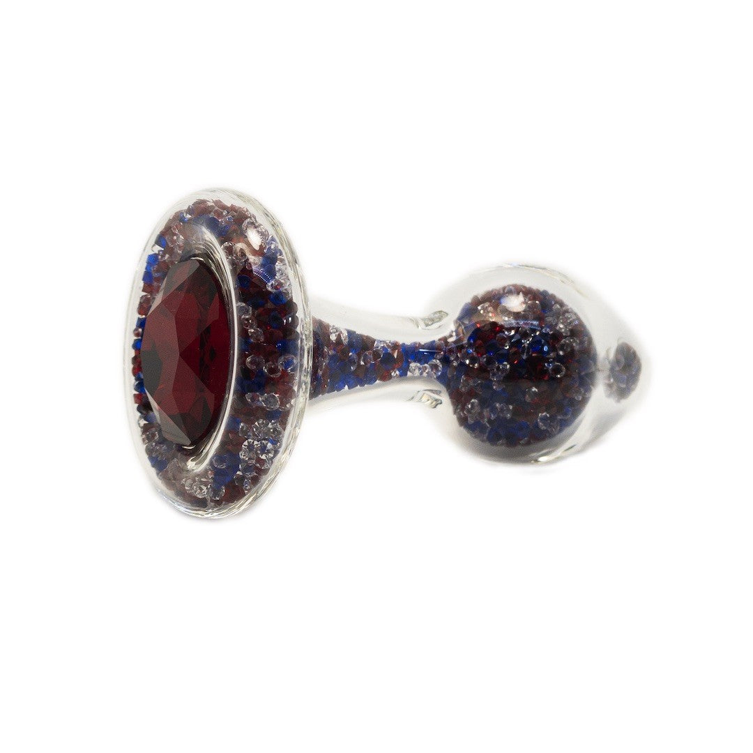 Red-White-Blue Sparkle Butt Plug with Crystal Base – CrystalDelights