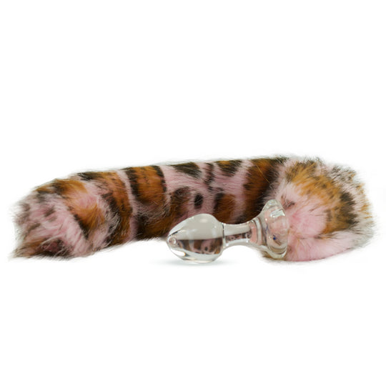 Pink Snow Leopard Crystal Minx Faux Fur Tail Plug