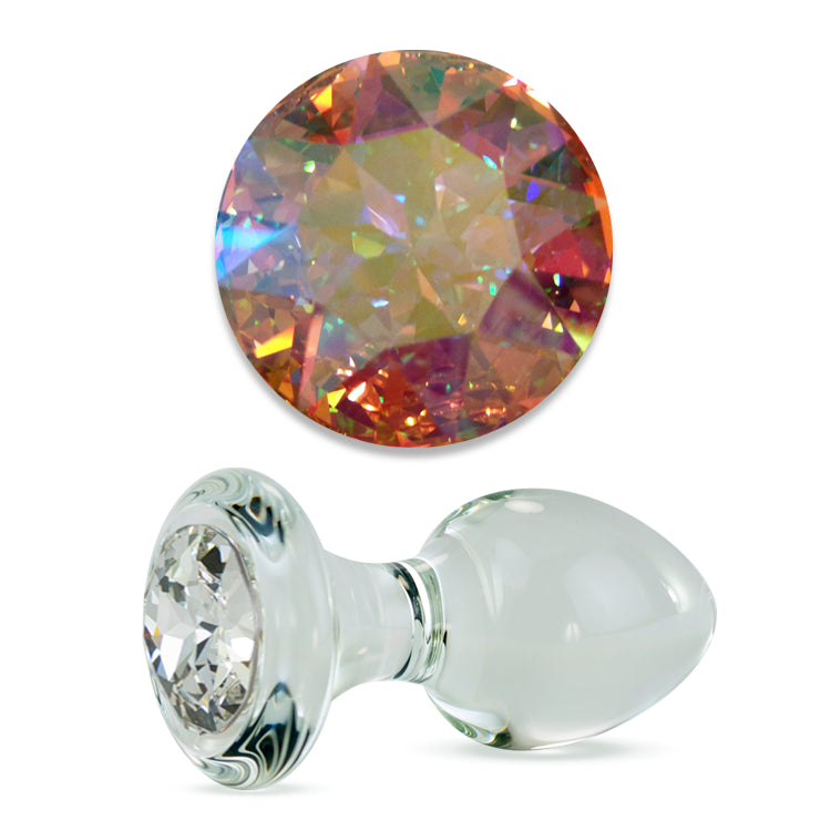 Aurora Borealis Crystal Delight Glass Butt Plug