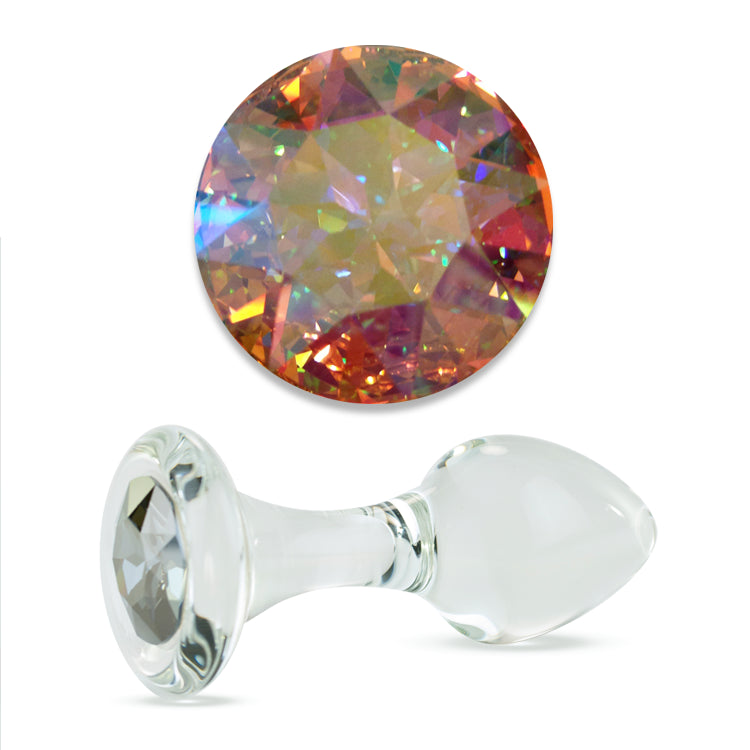 Aurora Borealis Crystal Delight Glass Butt Plug