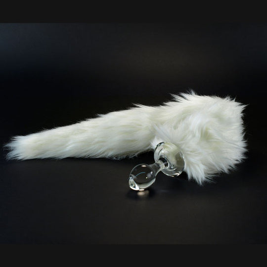 White Crystal Minx Faux Fur Tail Plug