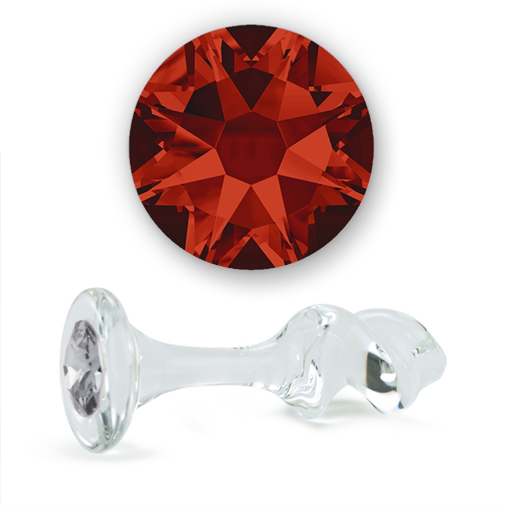 Red Magma Crystal Mini-Twist Glass Butt Plug