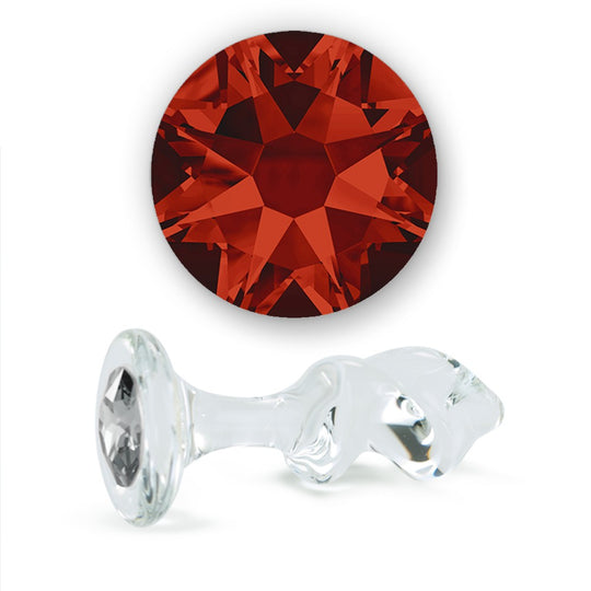 Red Magma Crystal Mini-Twist Glass Butt Plug