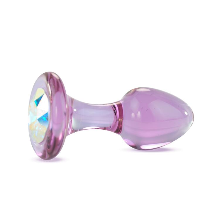 Lavendar Plug with an Auroa Borealis Crystal Base